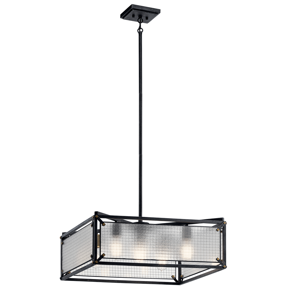 Steel 4 Light Chandelier Distressed Black