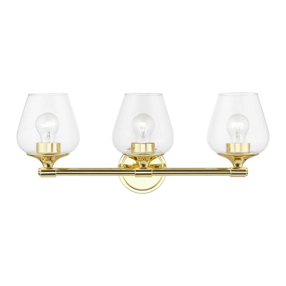 3 Light Polished Brass Vanity Sconce