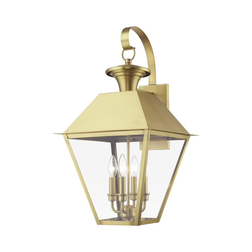 4 Light Natural Brass Outdoor Extra Large Wall Lantern