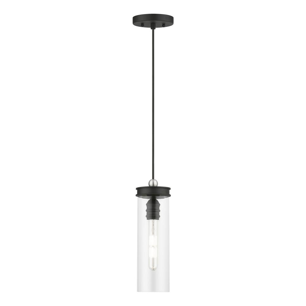 1 Light Black with Brushed Nickel Accent Mini Pendant