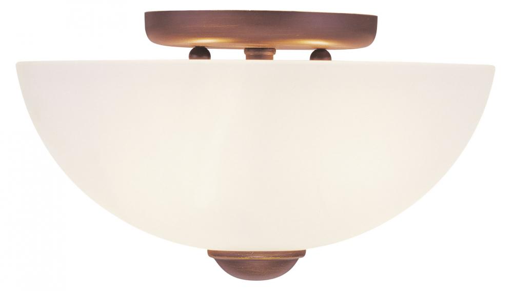 Two Light Vintage Bronze Bowl Semi-Flush Mount