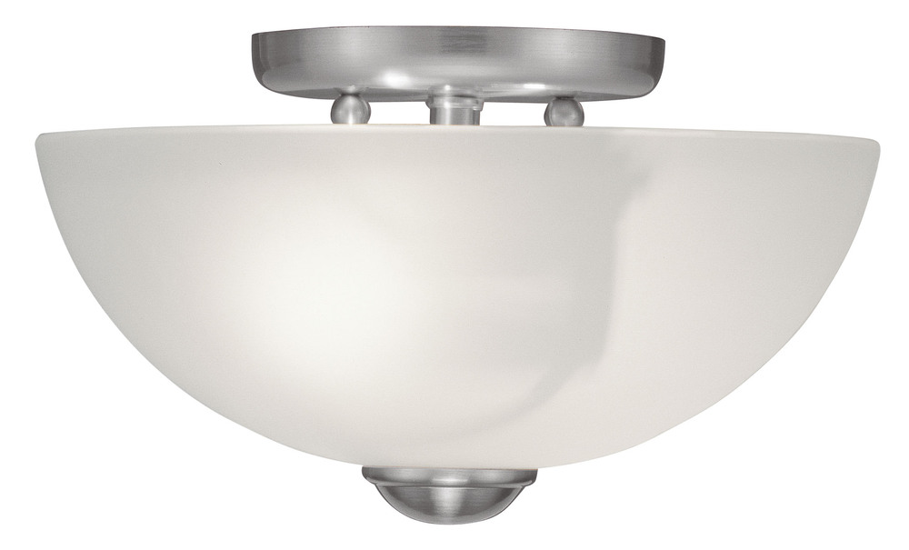 Two Light Brushed Nickel Bowl Semi-Flush Mount