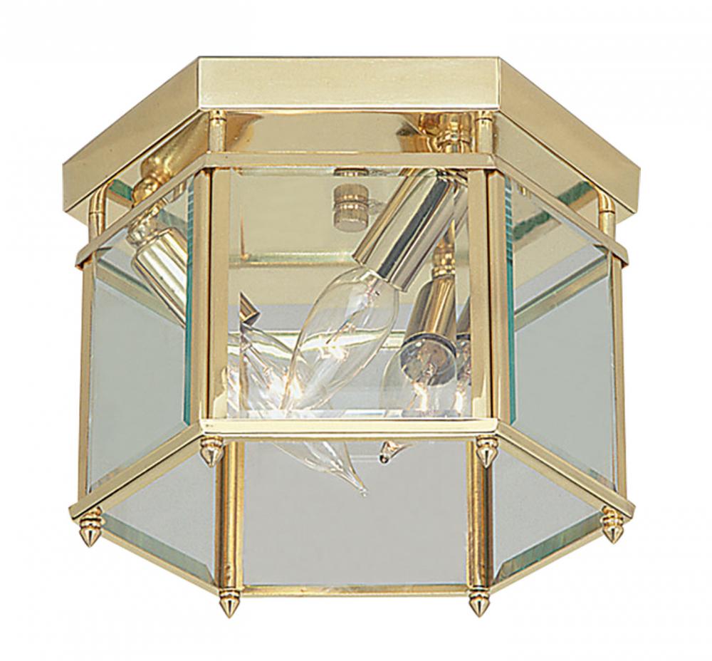 Polished Brass Cage Flush Mount