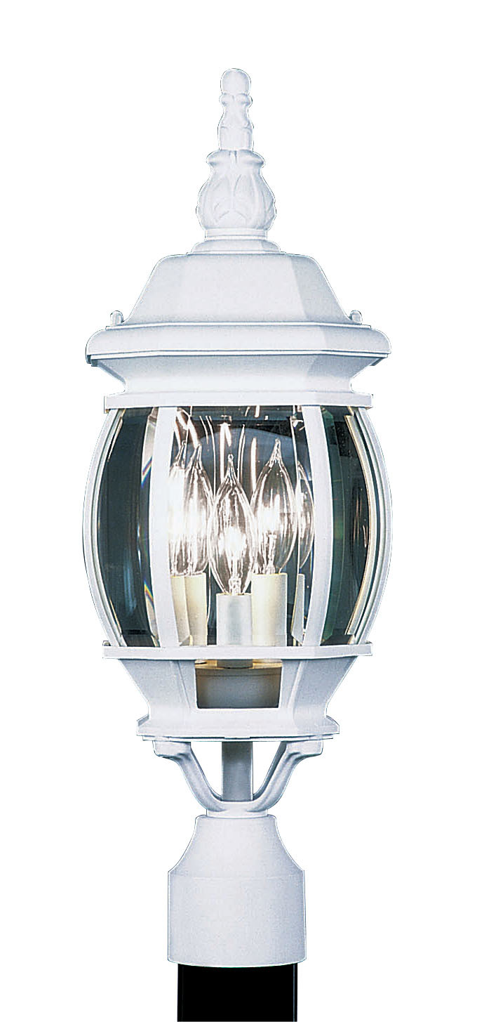 3 Light White Outdoor Post Lantern