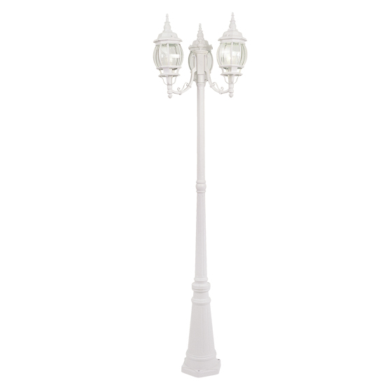 3 Light White Outdoor 3 Head Post