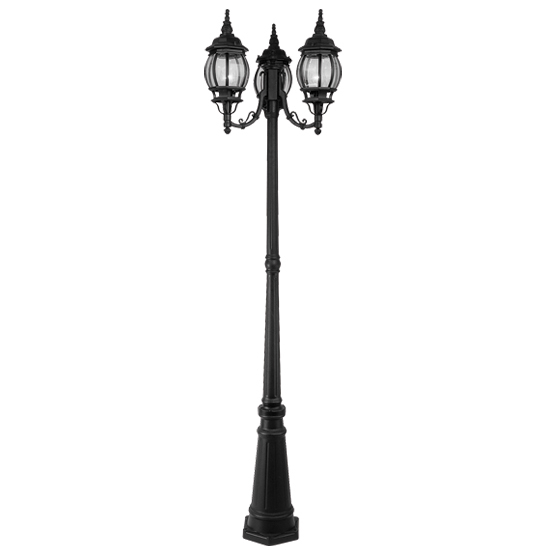 3 Light Black Outdoor 3 Head Post