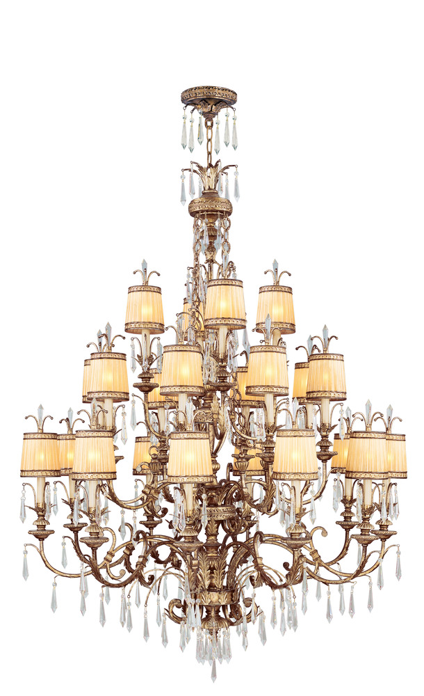 22 Light Vintage Gold Leaf Chandelier