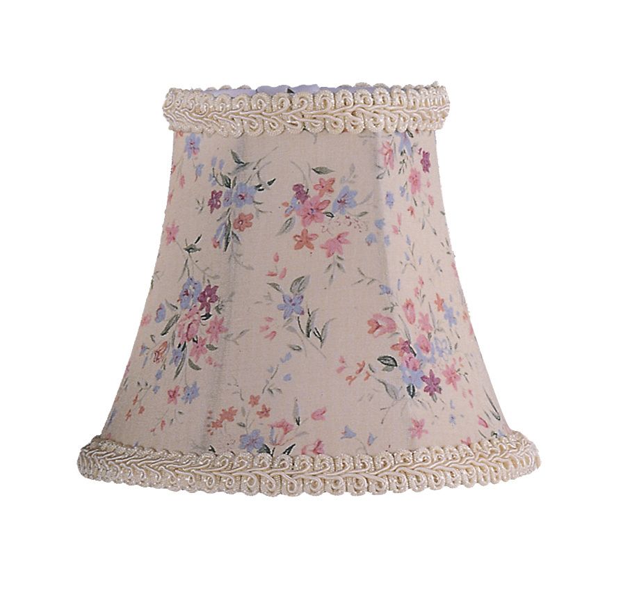 Cream Floral Print Bell Clip Shade with Fancy Trim