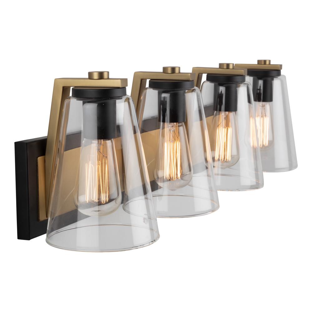 Treviso Collection 3-Light Vanity Light, Black & Brass