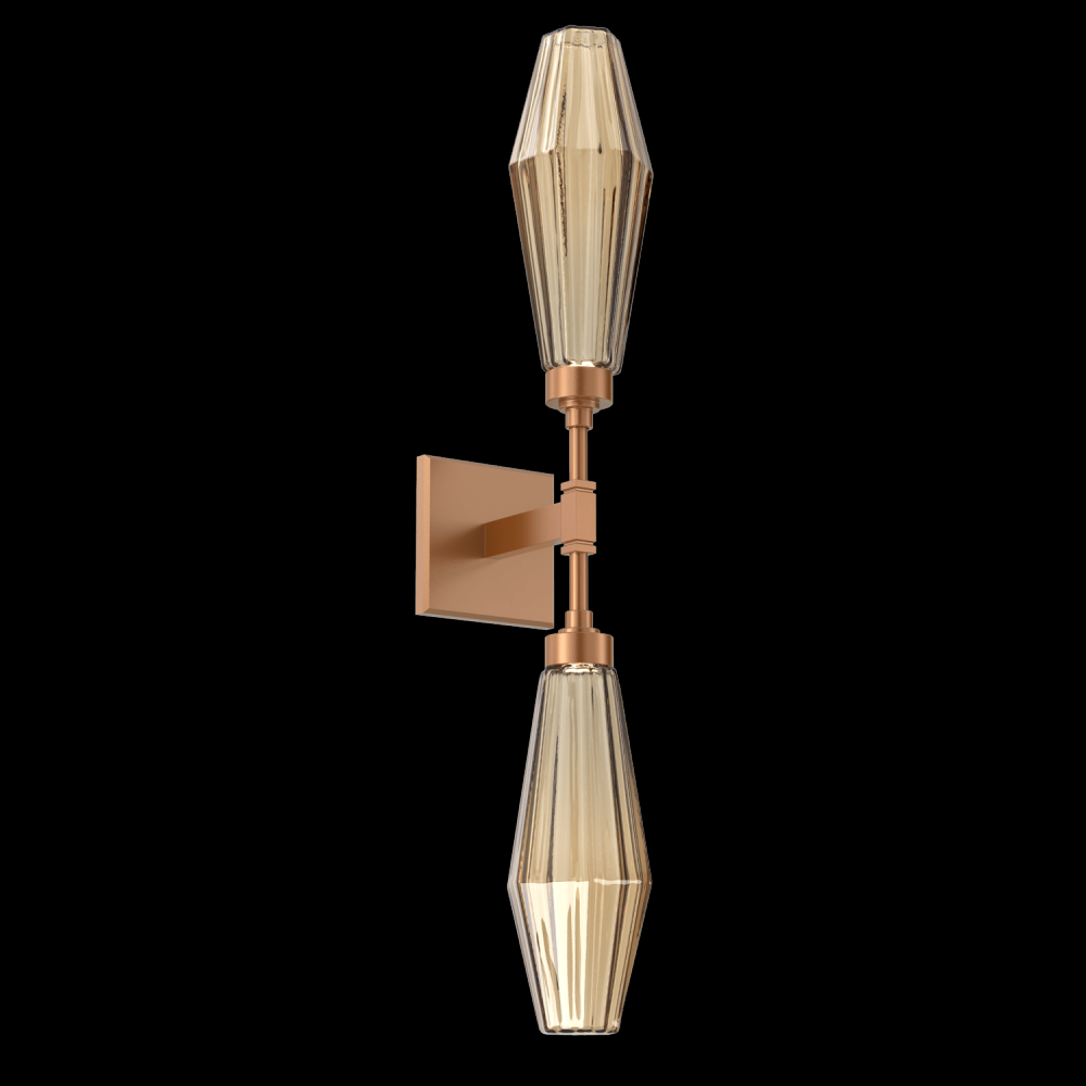 Aalto Double Sconce-Novel Brass-Optic Rib Blown Glass