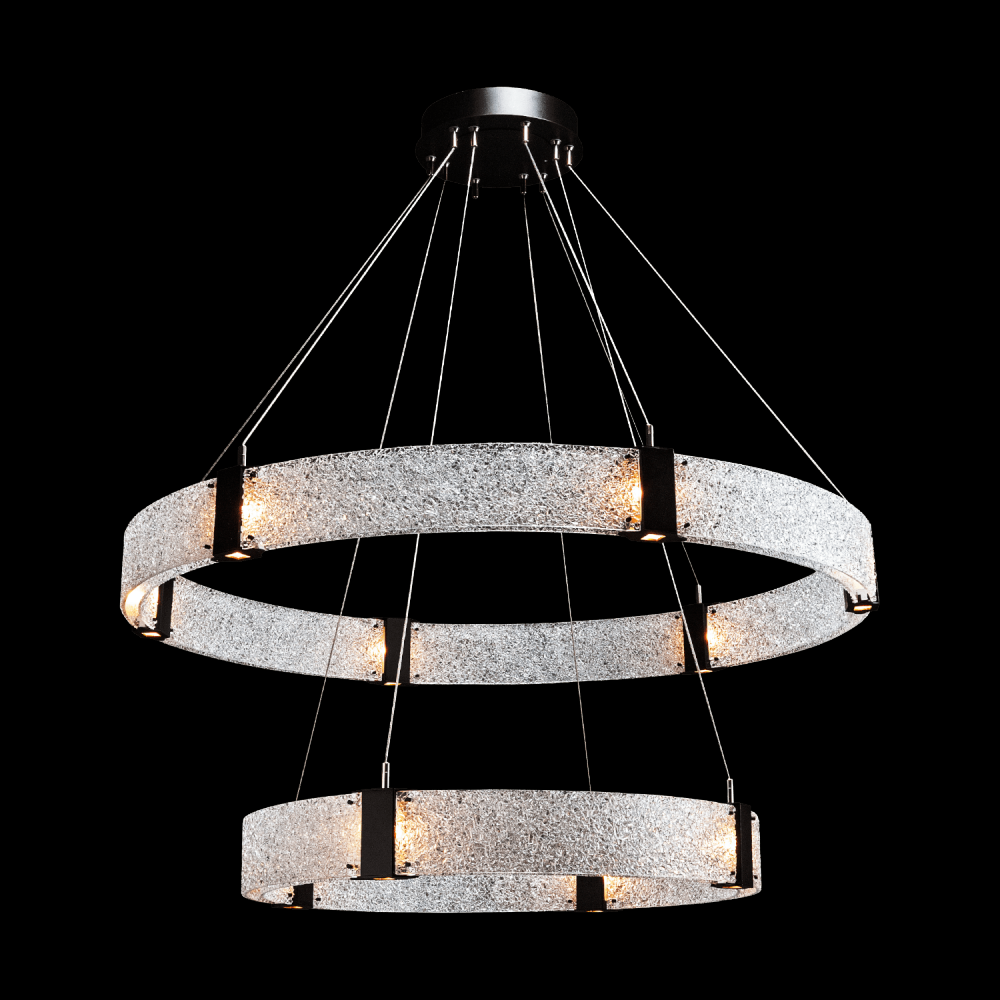 Two Tier Parallel Ring Chandelier-2C-Matte Black