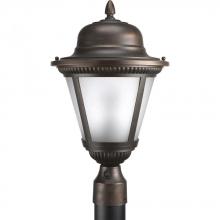 Progress P5434-20EB - One Light Antique Bronze Etched Seeded Glass Post Light