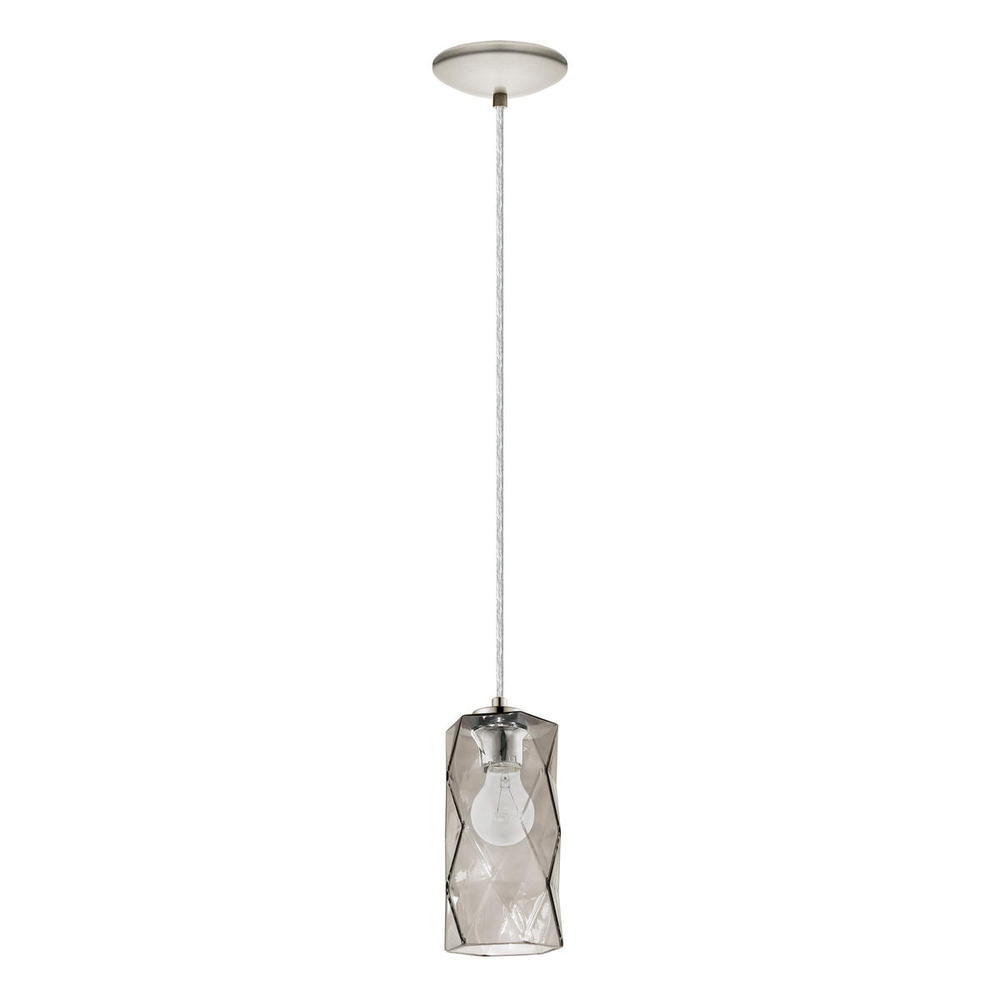 1x25W Mini Pendant w/ Satin Nickel Finish & Smoked Glass