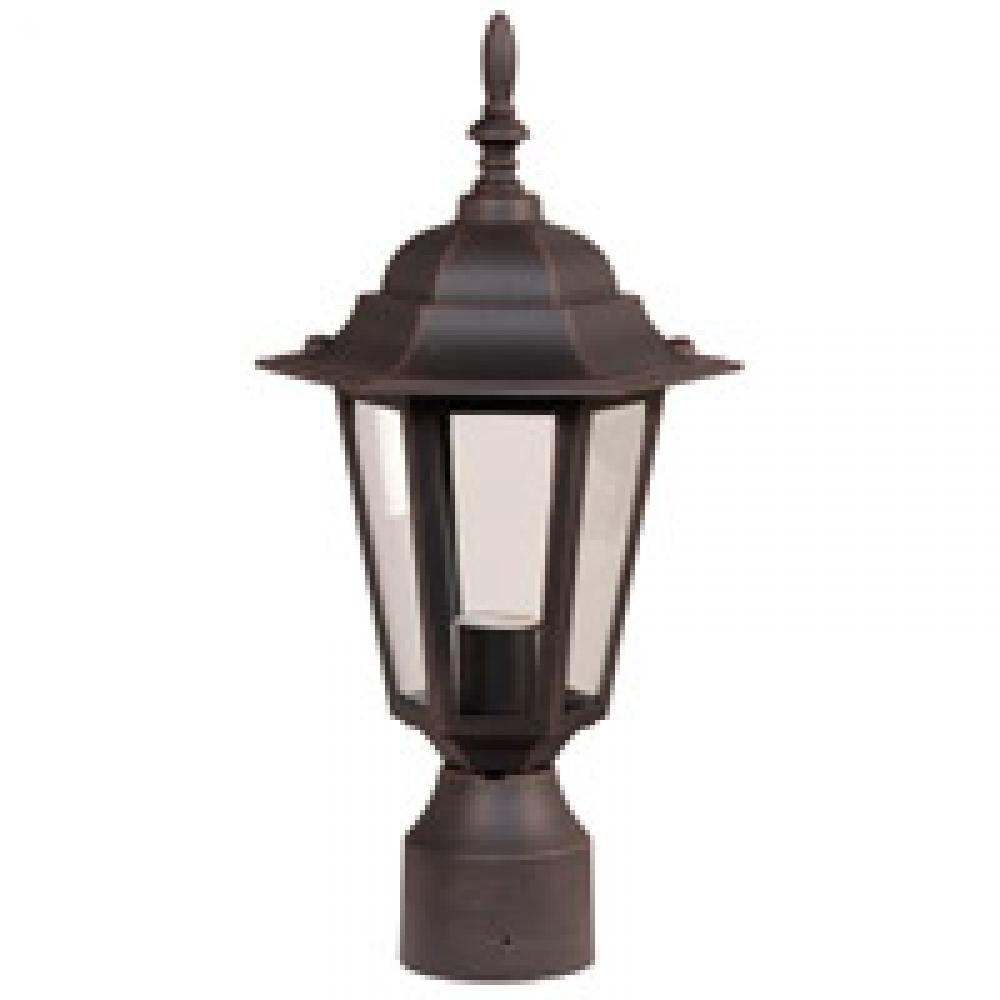 Straight Glass Cast 1 Light Outdoor Post Mount in Rust