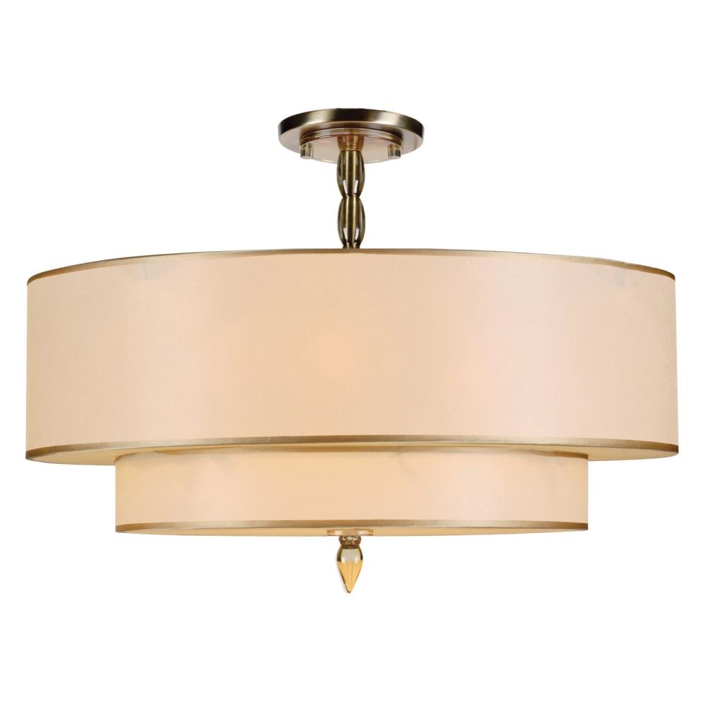 Luxo 5 Light Antique Brass Semi Flush Mount