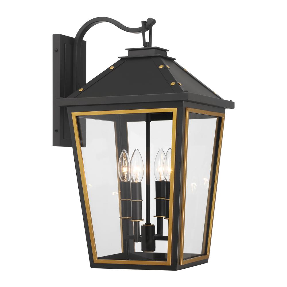 Hawkins 4 Light Matte Black + Textured Gold Outdoor Sconce