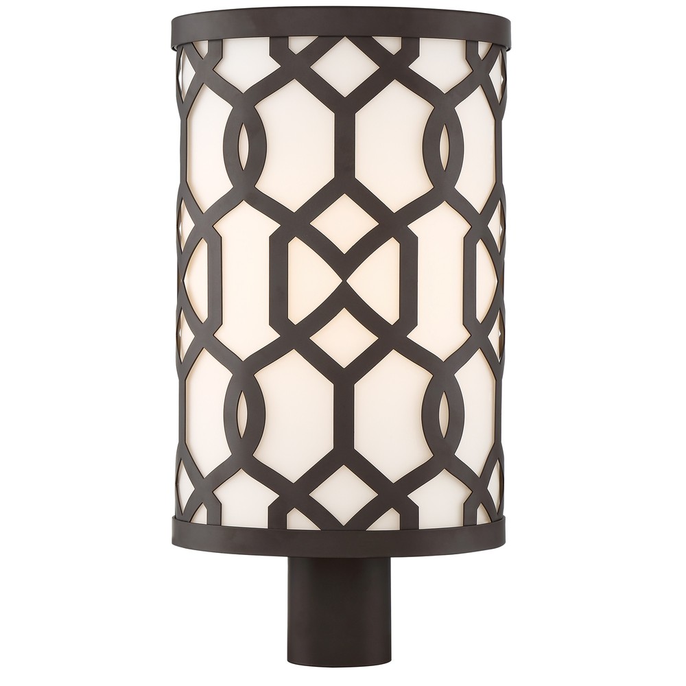 Libby Langdon for Crystorama Jennings 1 Light Dark Bronze Outdoor Lantern Post