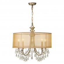 Crystorama 5625-AB - Hampton 5 Light Drum Shade Antique Brass Chandelier