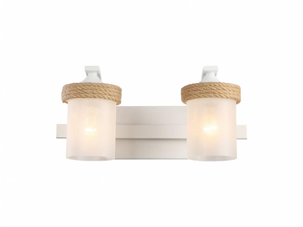 Chatham 2-Light Vanity Light in Natural White with Clear Sandblasted Glass