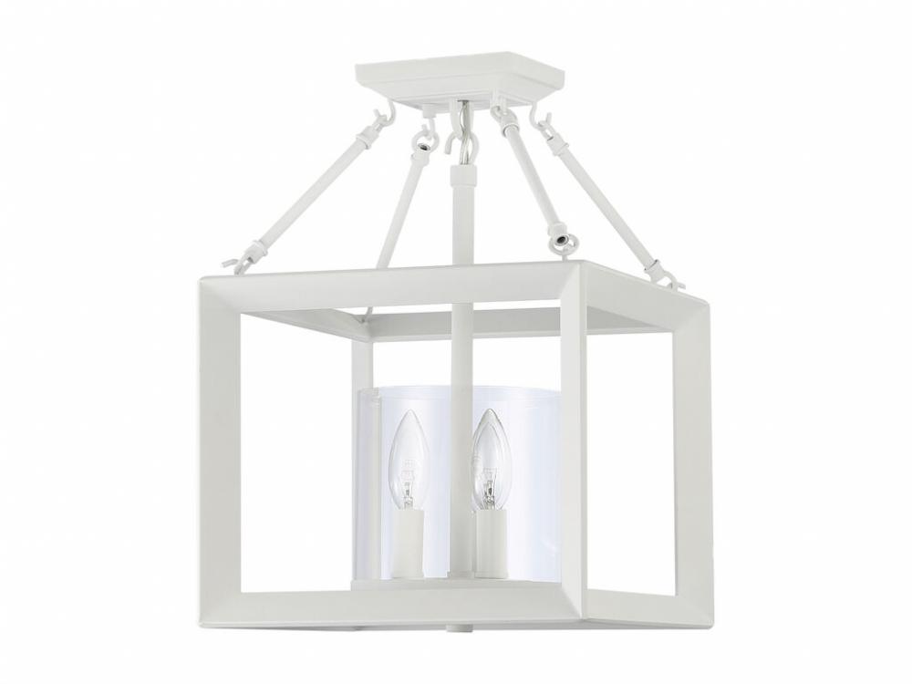 Smyth 3-Light Semi-Flush in Natural White with Clear Glass