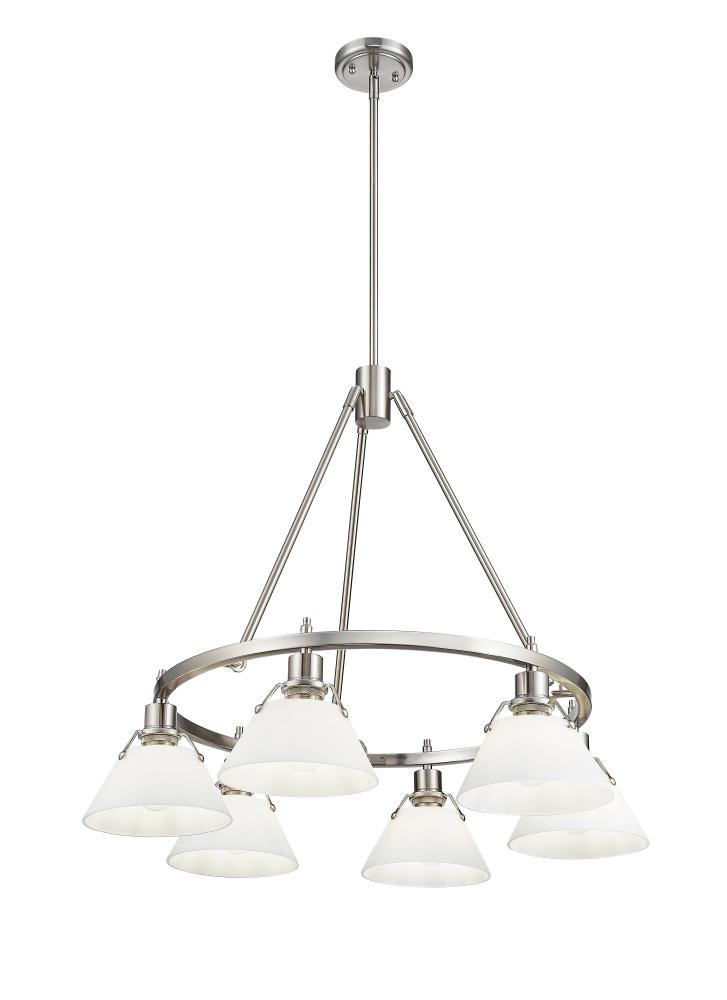 Orwell PW 6 Light Chandelier in Pewter with Opal Glass