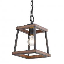 Golden 3184-M1L NB-RO - Teagan Mini Pendant in Natural Black with Rustic Oak Accents