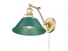 Golden 3306-A1W BCB-GN - Orwell Articulating Wall Sconce in Brushed Champagne Bronze with Pine Green