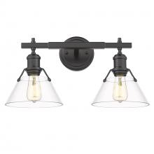 Golden 3306-BA2 BLK-CLR - Orwell BLK 2 Light Bath Vanity in Matte Black with Clear Glass