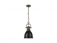 Golden 3602-S RBZ-BLK - Duncan Small Pendant with Chain in Rubbed Bronze with Matte Black