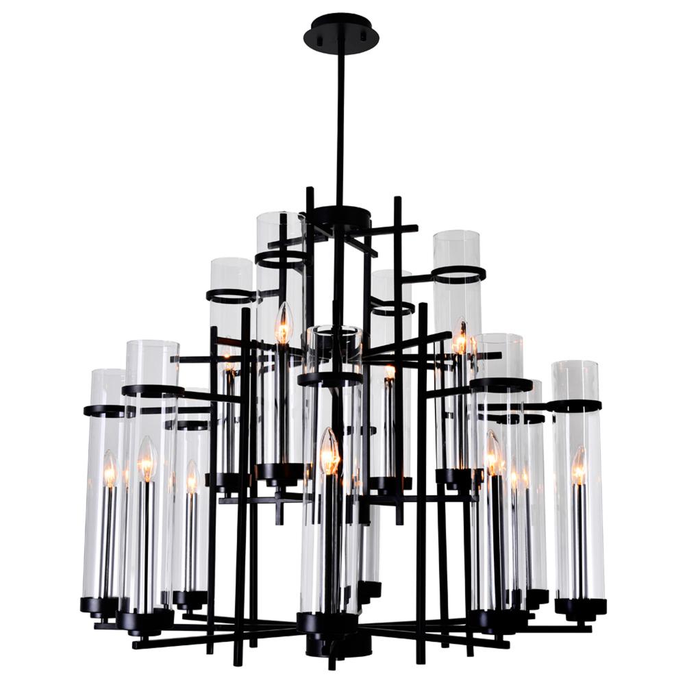 Sierra 12 Light Up Chandelier With Black Finish