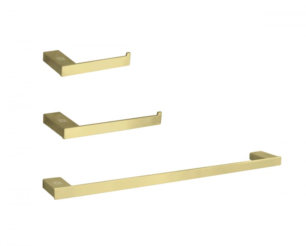 Sofia 3-piece Bathroom Hardware Set in Brushed Gold