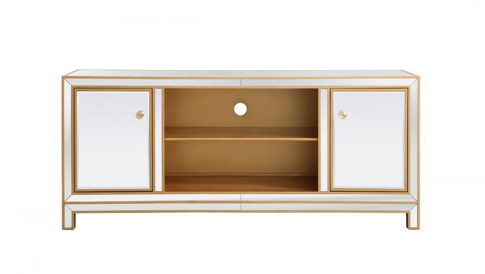 Reflexion 60 in. mirrored tv stand in gold