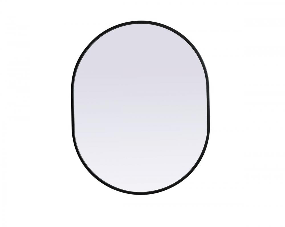 Metal Frame Oval Mirror 24x30 Inch in Black