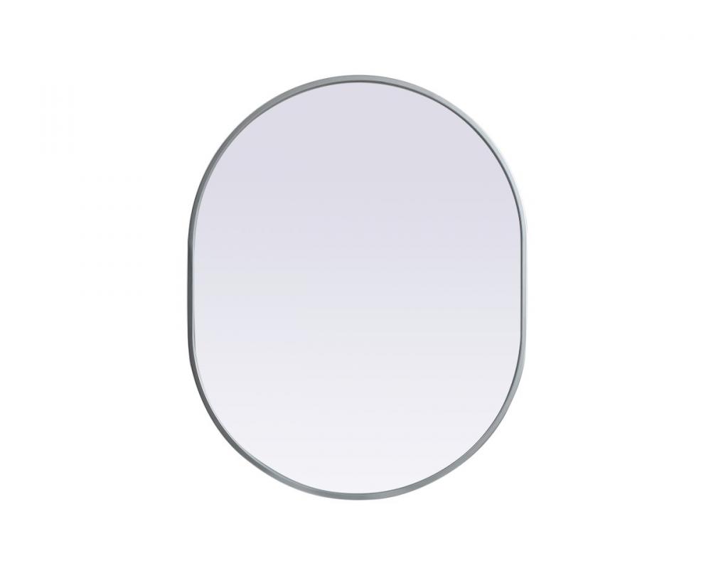 Metal Frame Oval Mirror 24x30 Inch in Silver