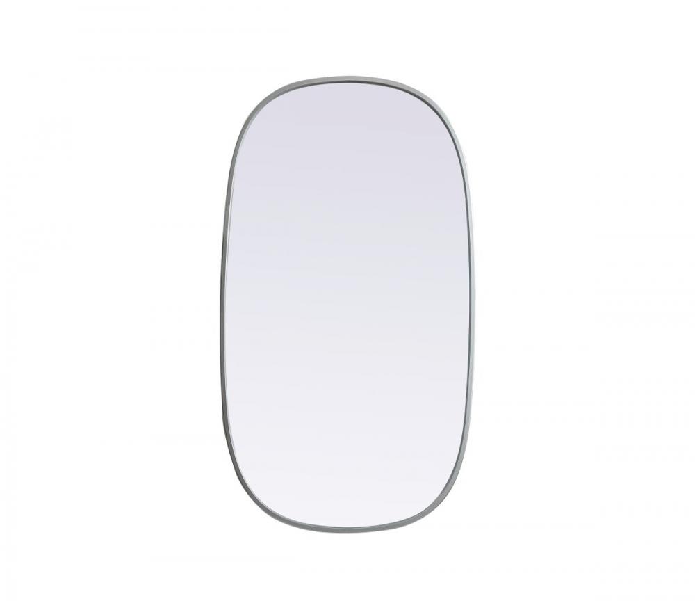 Metal Frame Oval Mirror 20x36 Inch in Silver