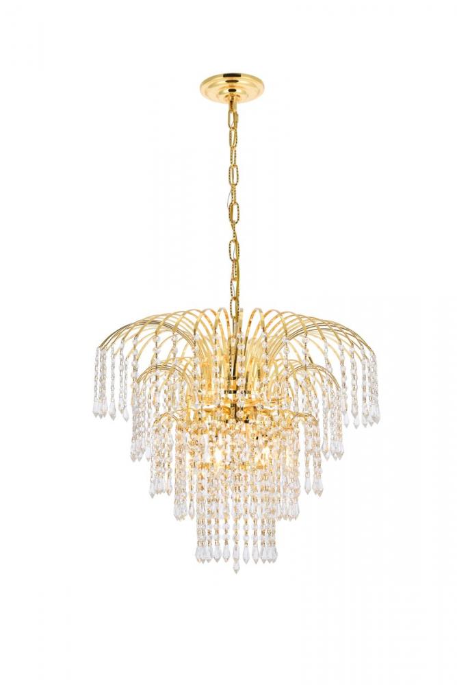 Falls 6 light Gold Chandelier Clear Royal Cut Crystal