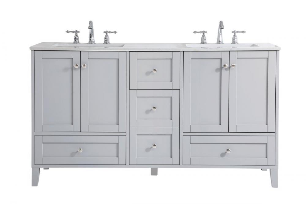 60 inch Double Bathroom Vanity in Grey