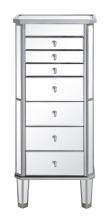 Elegant MF6-1003SC - 7 Drawer Jewelry Armoire 18 In.x12 In.x41 In. in Silver Clear