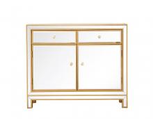 Elegant MF72002G - End table 2 drawers 2 doors 38in. W x 12in. D x 32in. H in gold