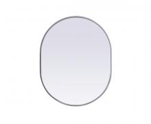 Elegant MR2A2430SIL - Metal Frame Oval Mirror 24x30 Inch in Silver