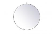 Elegant MR4054WH - Metal Frame Round Mirror with Decorative Hook 28 Inch in White