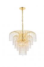 Elegant V6801D21G/RC - Falls 6 Light Gold Chandelier Clear Royal Cut Crystal