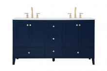 Elegant VF18060DBL - 60 inch Double Bathroom Vanity in Blue