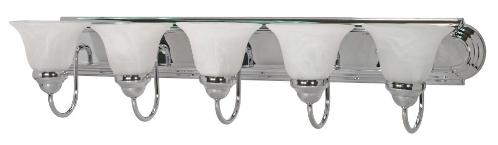 Ballerina - 5 Light 36" Vanity with Alabaster Glass - Polished Chrome Finish