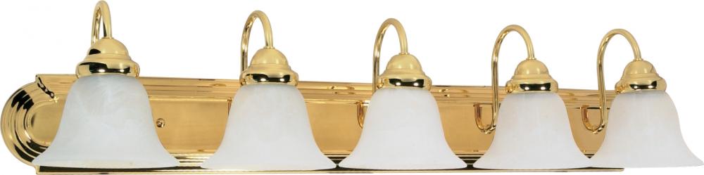 Ballerina - 5 Light 36" Vanity with Alabaster Glass - Polished Brass Finish