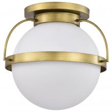 Nuvo 60/7782 - Lakeshore 1 Light Large Flush; Natural Brass Finish; White Opal Glass